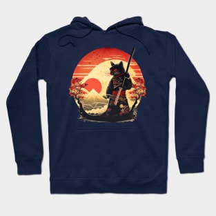 Ninja Cat Japanese Vintage Sunset Sword Hoodie